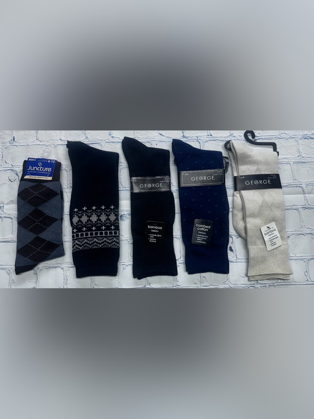 7 pair Misc Brands of Men's Dress Sock, Navy, Black, Stone & Light Gray
New